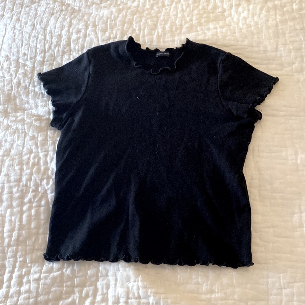 Brandy Melville black top ruffled at end